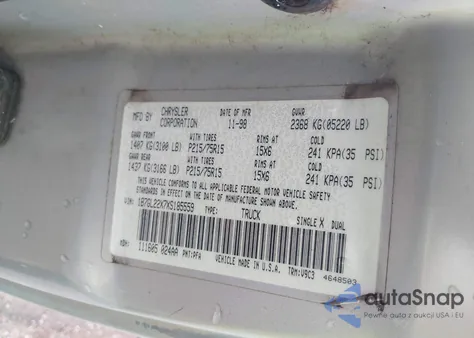 1999 Dodge Dakota Slt/Sport from USA, damaged, VIN 1B7GL22X7XS185559